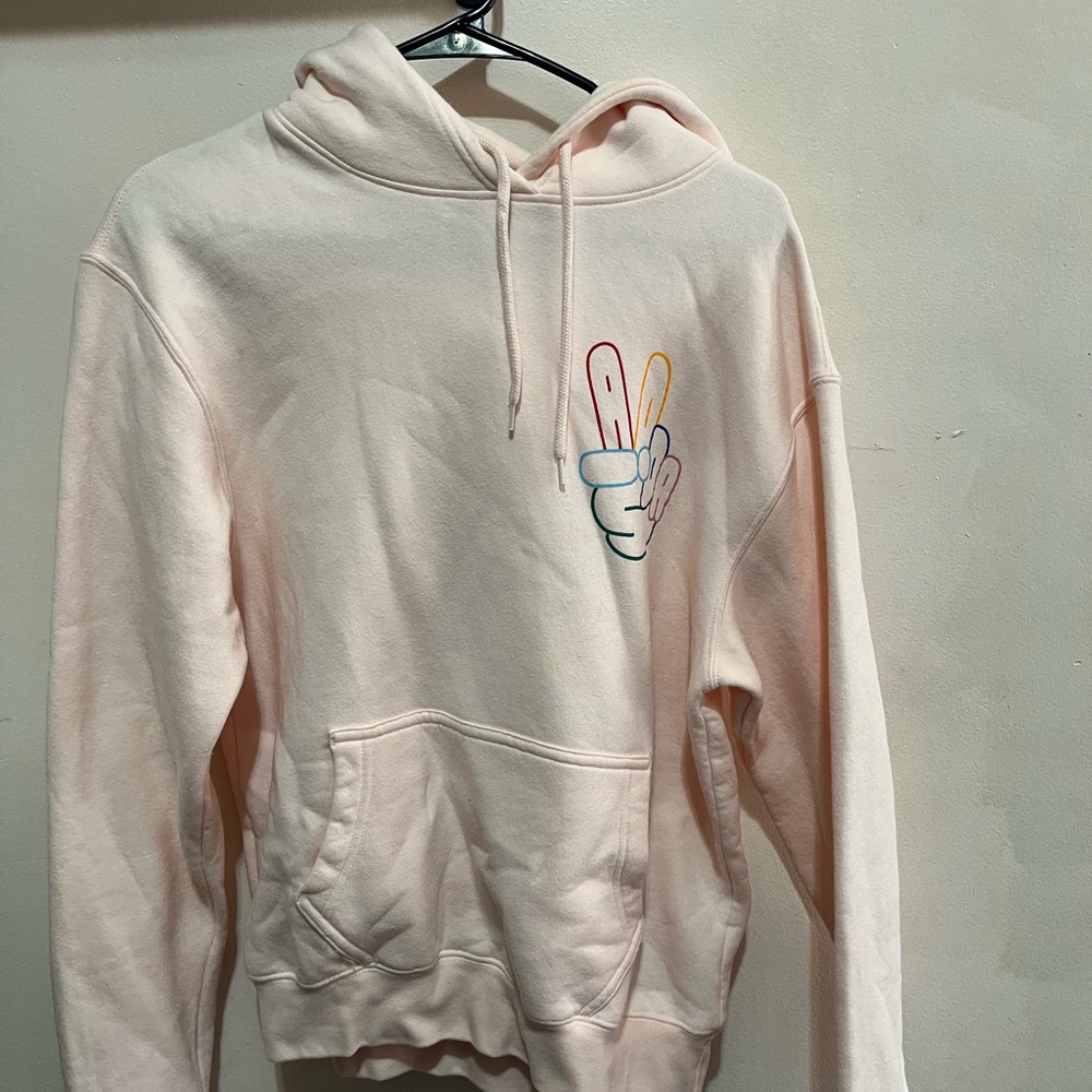 Peace Sign Graphic Hoodie - Light Pink